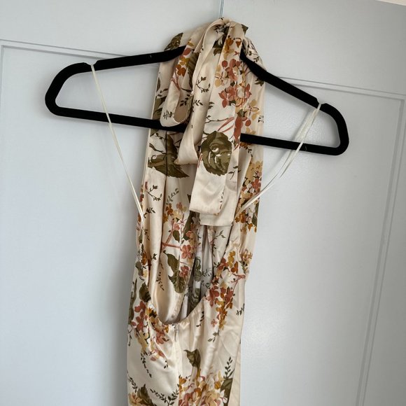 Reformation Veria Maxi Silk Dress Sz 8 Bella Floral Wrap Front Halter - Picture 8 of 11